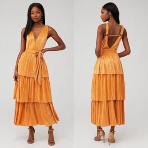 Sabina Musayev Alma‎ Midi Dress in Mandarin Orange Size Small